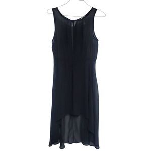 Triple Cherry Sheer Black High Low Dress